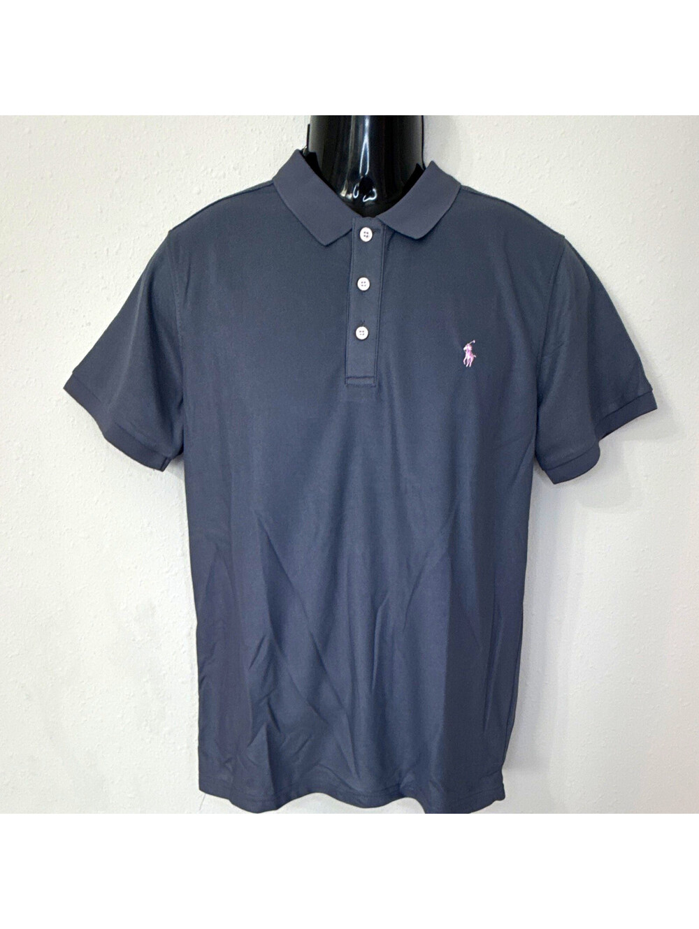 Polo Ralph Lauren Men’s S Gray Solid Short Sleeve Polo, Embroidered Logo, Button